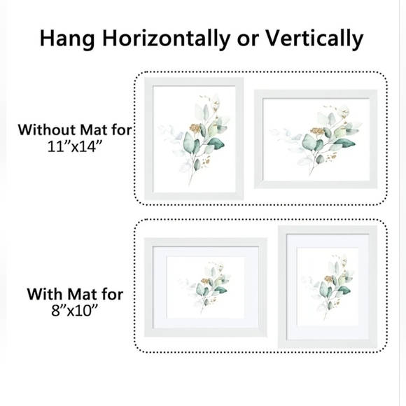 CORE ART 11x14 White Picture Frame 8x10 with Mat or 11x14 without - Picture 4 of 6